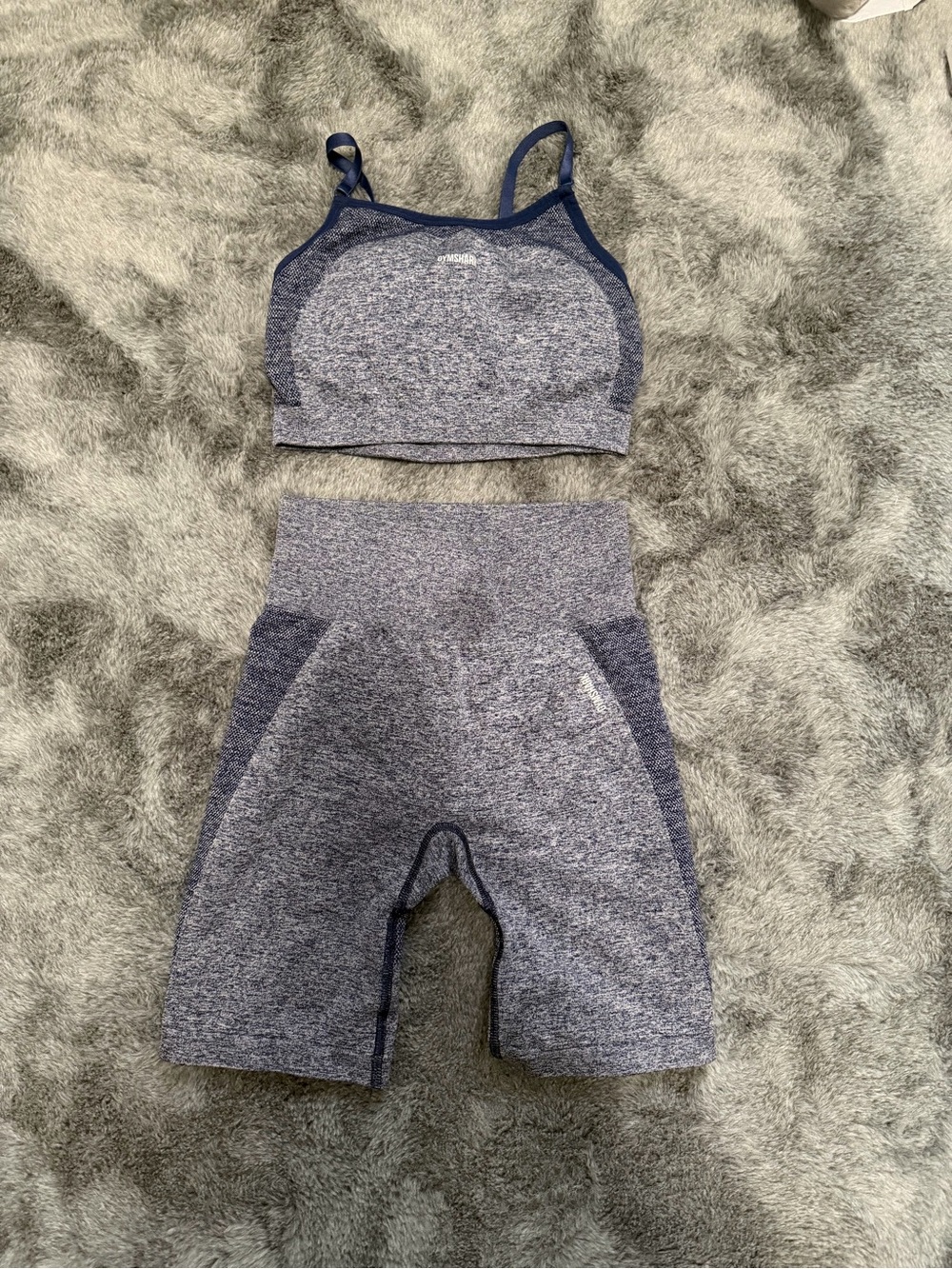 Gym shark - Seamless Navy Bike Shorts and sports bra set